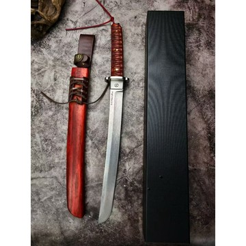 限量紅魔極核武侍雪花大馬士革鋼+全身血檀 太和刀 日本刀 和式刀 戶外刀具 戰狼刀 飛鷹刀 野豬刀 安平樂活館