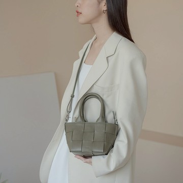 編織立體兩用包-墨綠色