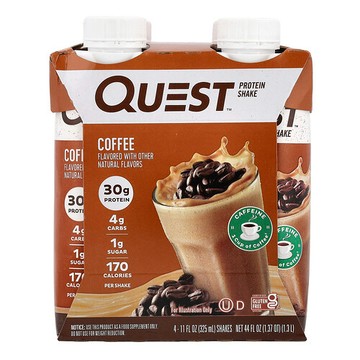 Quest Nutrition, 蛋白質奶昔，咖啡味，4 份奶昔，每份 11 液量盎司（325 毫升）