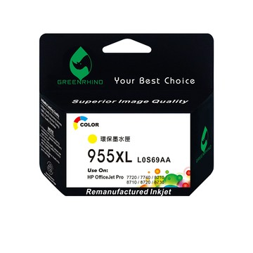 Greenrhino for HP NO.955XL (L0S69AA) 黃色高容量環保墨水匣 適用 OfficeJet Pro 7720 / 7730 / 7740 / 8210