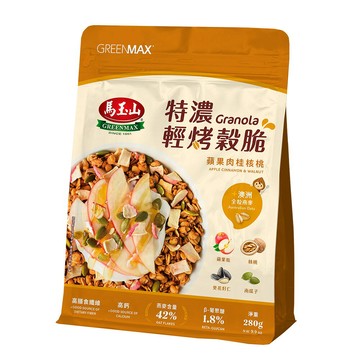 【馬玉山】特濃輕烤穀脆-蘋果肉桂核桃280g 沖泡/穀脆/高纖/高鈣/奶素食/台灣製造