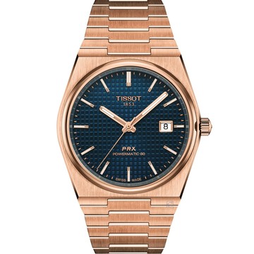 TISSOT 錶 官方授權 PRX POWERMATIC 80 玫瑰金色 機械錶-T1374073304100