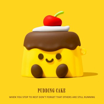 笑臉 櫻桃布丁蛋糕 矽膠 適用於AirPods Pro3 保護殼 1/2/3/4代耳機殼 Pro2 保護套 軟殼 防摔殼