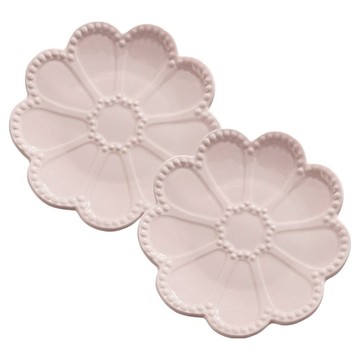 JUST HOME 花瓣造型陶瓷6吋盤2件組 9232-33D-1  1套  2 件組花瓣盤  粉嫩色