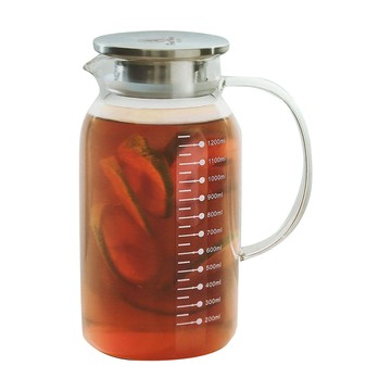 寶馬牌圓型多功能雙用玻璃壺-1300ml-2入