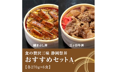 静岡祭丼　おすすめセット A （浜名湖鰻まぶし丼・三ヶ日牛丼 各3食）