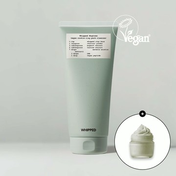 WHIPPED 艾草茶樹餅乾泥膜奶油潔面乳 180ml 贈艾草茶樹潔面乳 25ml 官方旗艦店