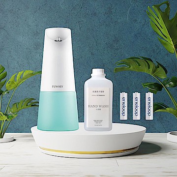 【Fuwaly】微笑泡泡給皂機/洗手機+Panasonic eneloop電池+專用抗菌洗手慕斯1000ml