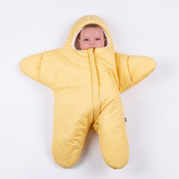 優遊浩瀚宇宙【BabyBites 鯊魚咬一口】西班牙進口純棉嬰幼兒多功能睡袋 - 鵝蛋黃星空海星(標準版) 寶寶包巾 睡袋 防踢被 新手爸媽 新生兒 彌月禮