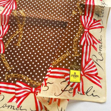 FENDI 復古手帕 禮物 緞帶 鎖鏈 18 x 18 英吋