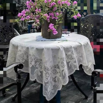 戶外桌布防水防曬蕾絲感小圓桌圓形小方桌布庭院陽臺花園室外