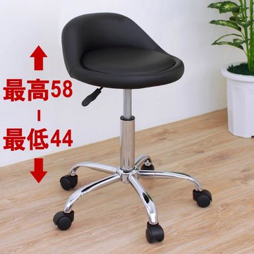 E-Style 高級皮革椅面(活動輪)旋轉工作椅 升降吧台椅 會客洽談椅 休閒餐椅 診療美容椅 專櫃台椅-黑色