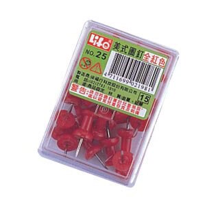 徠福 美式圖釘 紅色 25支入 / 盒 NO.25【APP滿額下單10%點數(單一帳號最高5000點)】1/31止