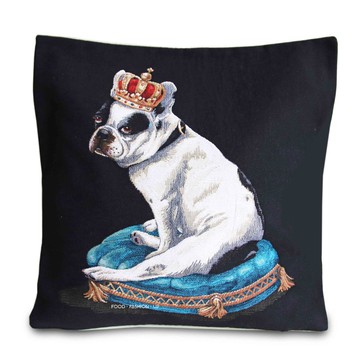 歐洲皇家緹花抱枕 全球限量1個 法國鬥牛犬 可愛狗 創意禮物 寵物