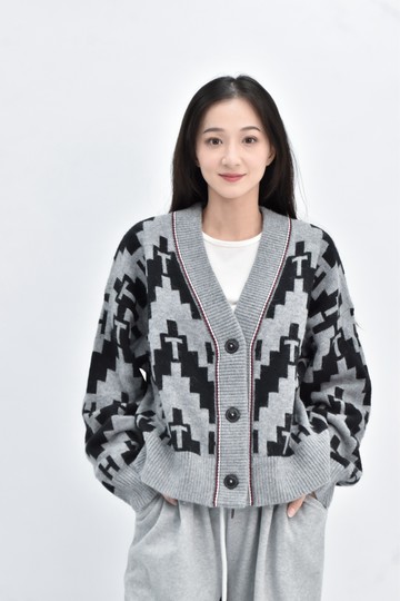 (XL) tommy hilfiger 羊毛棉質針織排扣灰色外套