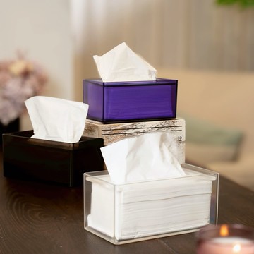 輕奢風沉蓋式面紙盒--抗衝擊 不泛黃(透明霧/水晶紫/曜石黑)