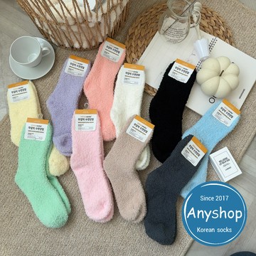 Anyshop韓國襪 素色加厚暖暖襪 毛襪 毛巾襪 睡覺襪 保暖襪 厚襪 韓襪 韓國襪 韓國襪子W9901