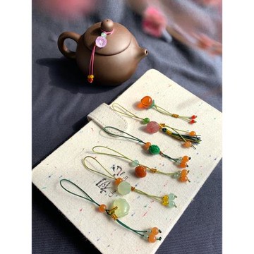 茶壺吊墜紫砂壺蓋小提溜西施壺手工吊飾手把件繩優盤掛墜玉石掛件