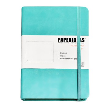 PAPERIDEAS A5 硬皮點陣筆記本 每頁頁碼 方便查找 純木漿無酸紙 180度平攤 點陣5mm 188頁  蒂芙尼藍  1本