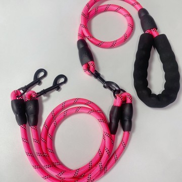 【臺灣發貨】狗狗牽引繩 一拖二 防纏繞 遛狗繩 兩衹小中型犬 寵物鏈子 不含項圈