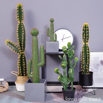 創意北歐ins假花擺件仙人掌客廳落地仿真綠植仙人柱植物裝飾盆栽  YTL 免運開發票