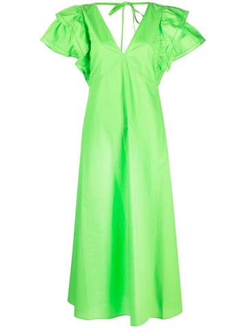 Tommy Hilfiger - ruffle sleeve long dress - women - Organic Cotton - 38 - Green