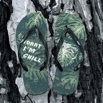 男款文創繪圖夾腳拖鞋 軟Q止滑耐磨人字拖鞋 LE -抱歉我太秋-