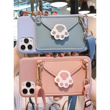 貓爪卡包適用vivox200手機殼x100卡通x90x80x70斜挎s30女款s20/s19/s18/s17/s16背帶掛繩y78掛脖y200軟防摔套