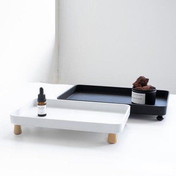 北歐Wooden foot tray木腳托盤長方形家用水杯磨砂收納盤香水茶盤