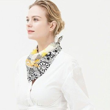 小方巾桑蠶絲歐美風時尚百搭優雅絲巾女禮盒裝女性服飾配件【聚物優品】