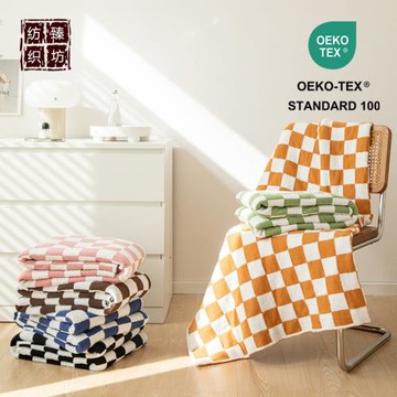 新款 簡約方格針織毛線蓋毯 辦公午休毯 拍照道具家具軟裝配飾