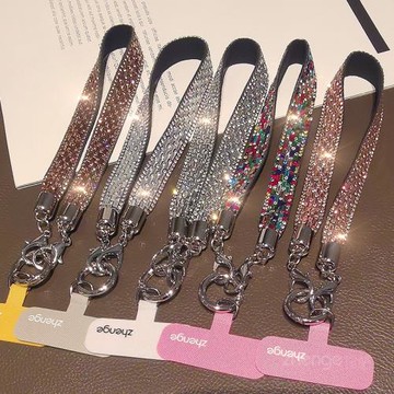 珍格手機掛繩手腕水晶滿鉆掛鏈高端女奢華水鉆掛飾時尚掛件短款帶子手機殼吊繩防丟長款掛脖ccd相機鏈條新款