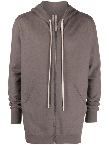 Rick Owens - drawstring zip-up hoodie - men - Cashmere - L - Grey