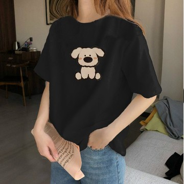 台灣出貨 夏季上衣女 純棉短袖女 T恤女 潮流上衣 寬鬆休閒短袖 顯瘦百搭t恤 簡約時尚t恤 印花短袖 小衆圓領上衣