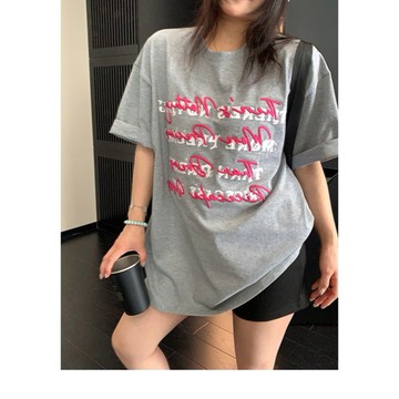 【RICECAKE & OISIS】美式復古 立體刺繡 短袖t恤 高級感 百搭 oversize 上衣 女