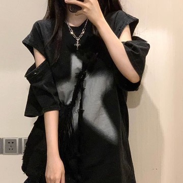 100KG 大尺碼女裝 【袖口可拆卸】短袖T恤女韓版設計感上衣 夏季新款美式復古甜酷辣妹風寬鬆百搭上衣