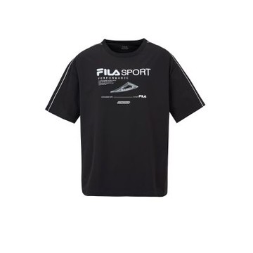 FILA官方直營 男短袖圓領T恤-黑色 1TEZ-5309-BK