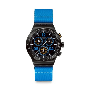 Swatch MOMENTS IN BLUE 金屬手錶/男錶/女錶/瑞士製造 YVB100 (43mm)【官方旗艦店】