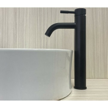 【304不鏽鋼霧黑 加高單孔龍頭】冷熱混合