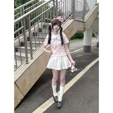 【台灣出貨】藍鈴粉鈴鈴 芽學院 JK原創 娃娃領 清新 波點 學院風 套裝 JK常服 套裝 玩偶
