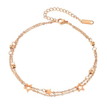 【RJ New York】流星雨雙層玫瑰金精緻典雅鈦鋼腳鍊(玫瑰金色)