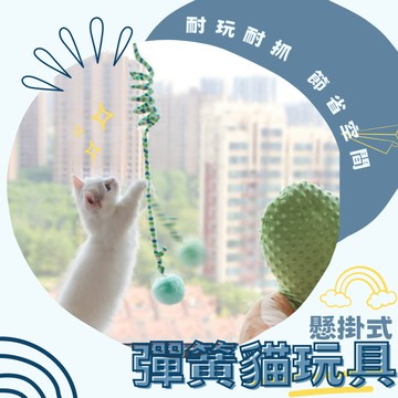 彈簧吊掛毛球 毛球彈簧貓咪玩具 貓咪自嗨 彈簧球 貓玩具 寵物玩具 黏貼逗貓球 自嗨玩具 鈴鐺球 掛門彈簧球