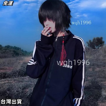台灣出貨 【】藍色長袖拉鏈衛衣外套女生秋冬日係可愛二次元亞文化宅係の
