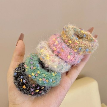 毛絨髮圈 髮飾 秋冬甜美小香風 毛線針織髮圈 高彈性毛巾圈 髮圈 頭繩 髮飾  UD5