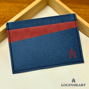 LOGINHEART｜海軍藍紅 多功能紙革卡夾 附贈禮盒 名片夾 五個卡層 綠色時尚 環保  台灣職人手作 質感