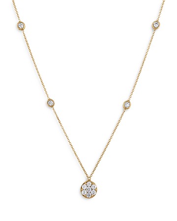 Bloomingdale's Fine Collection Diamond Cluster Bezel Station Pendant Necklace in 14K Yellow Gold, 0.50 ct. t. w.