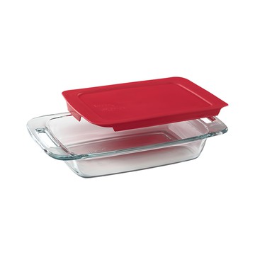 Corelle Brands 康寧餐具 Snapware Pyrex 含蓋式長方形烤盤 紅色 1.9L  28cm  1個