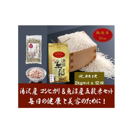 ふるさと納税 新潟県 湯沢町 令和5年産 ＜無洗米＞2kgと「日本で唯一」魚沼産五穀米200gのセット 魚沼最上流域 魚沼産コ…