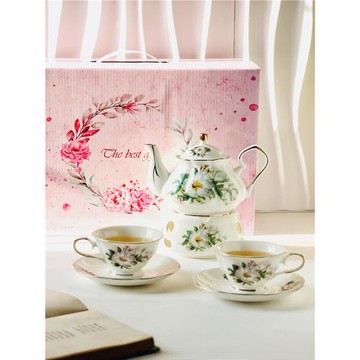 英式茶具耐熱陶瓷加熱爐煮花茶壺養生壺輕奢咖啡杯碟套裝閨蜜送禮