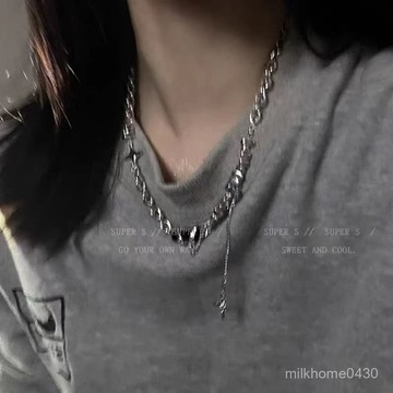 💛限時下殺💛芒星鈦鋼項鏈女秋冬款辣妹十字架鎖骨鏈嘻哈甜酷風小衆配飾潮